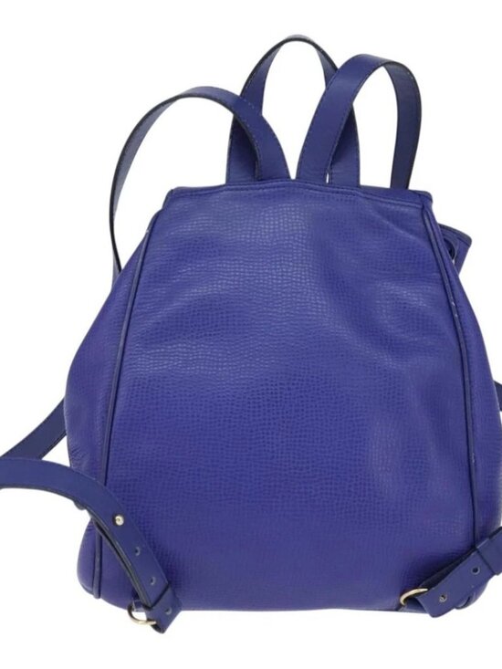 Christian Dior Backpack Leather Blue Gold Auth main image 4